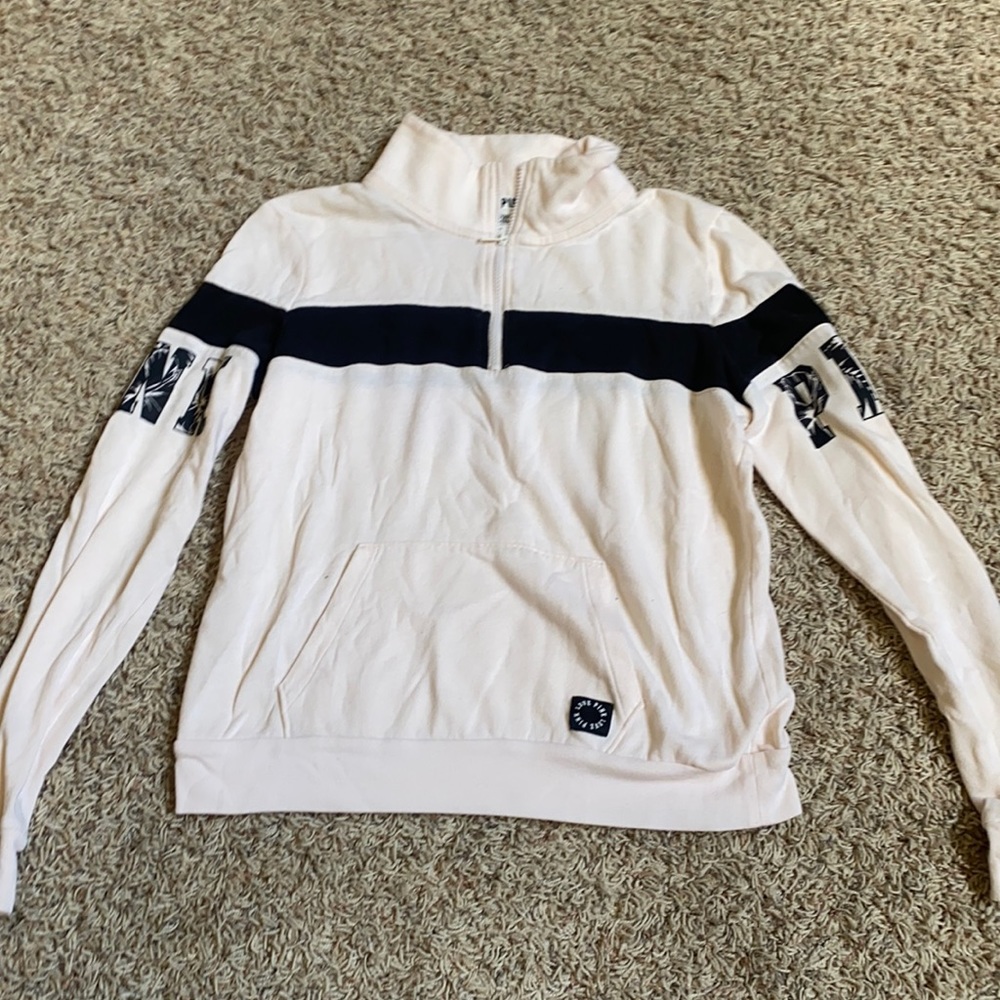 VS pink quarter zip pull-over (light pink and black)